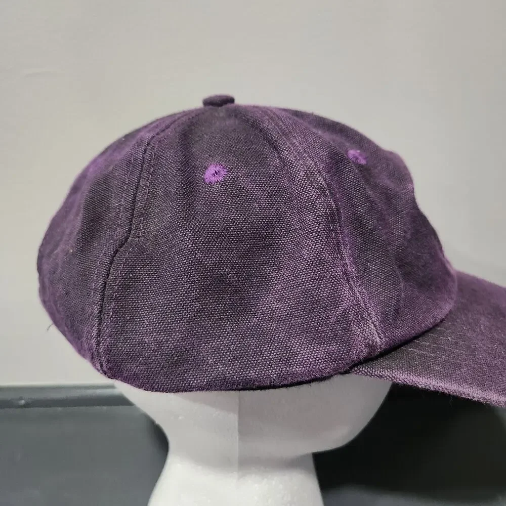VTG 80s Adidas Trefoil‎ Purple Canvas Spellout 1980s Hat Cap OSFA One Size